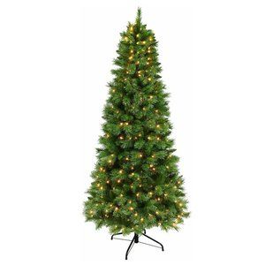 Puleo Internationa 7.5' Pre-lit Medium Green Slim Tree 500 Clear Lights